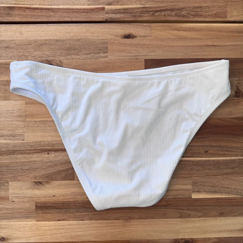 Shade & Shore White Ribbed Bikini Bottom Swimwear Women XL